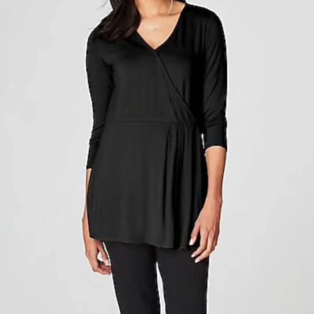 J. Jill NWOT Cross Over Tunic Top Black Size Large